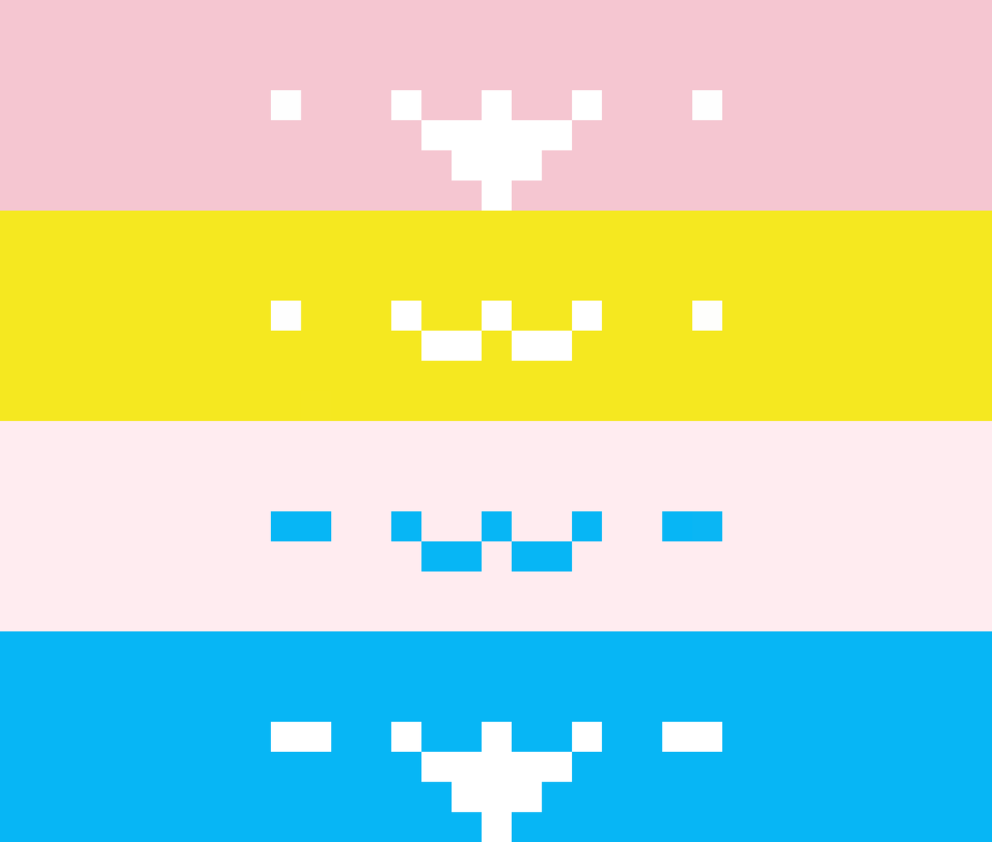 four smiley faces stacked on top of each other in rectangles of different colors to differentiate them
